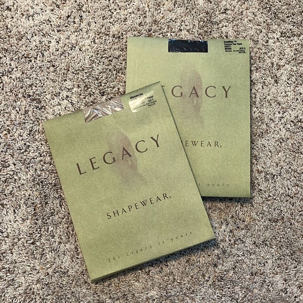2 New Legacy Shapewear CoolMax Brown & Nude Tights Size D